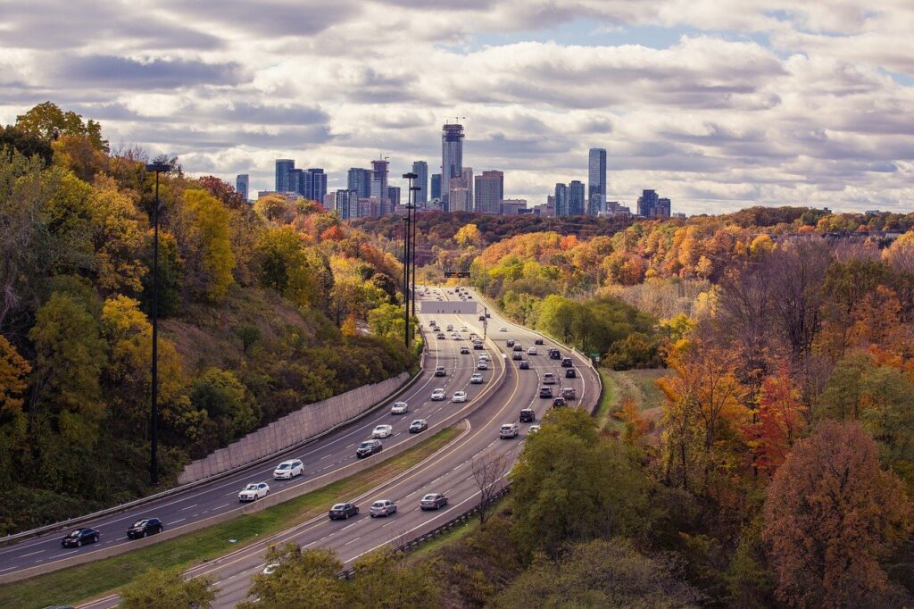 highway, freeway, city